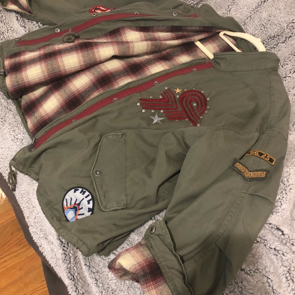 Free People Patch Oversized Military Jacket xs
